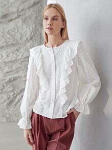 MOTF PREMIUM Blusa fruncido schiffy - Blanco - Ver 10