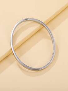 極簡風格素色手鐲 - 銀色 - 查看 2