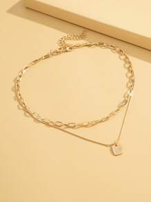 2pcs Geometric Pendant Necklace - Yellow Gold - View 2