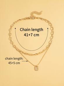 2pcs Geometric Pendant Necklace - Yellow Gold - View 4