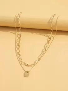 2pcs Geometric Pendant Necklace - Yellow Gold - View 5