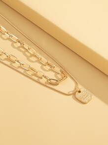 2pcs Geometric Pendant Necklace - Yellow Gold - View 6