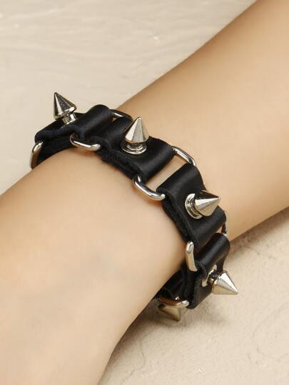 1pc Punk Style Fashionable Personalized Accessory Biker Leather Bracelet, Suitable For Men, Women And Couples, Daily Wear And Gift