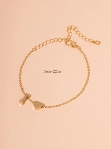 Pulsera con letra & con adorno de corazón - Amarillo Oro - Ver 4