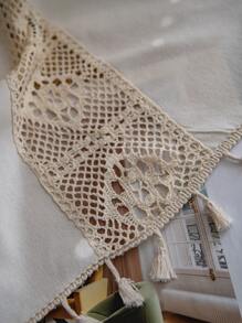 Tassel Decor Single Panel Curtain - Beige - View 4