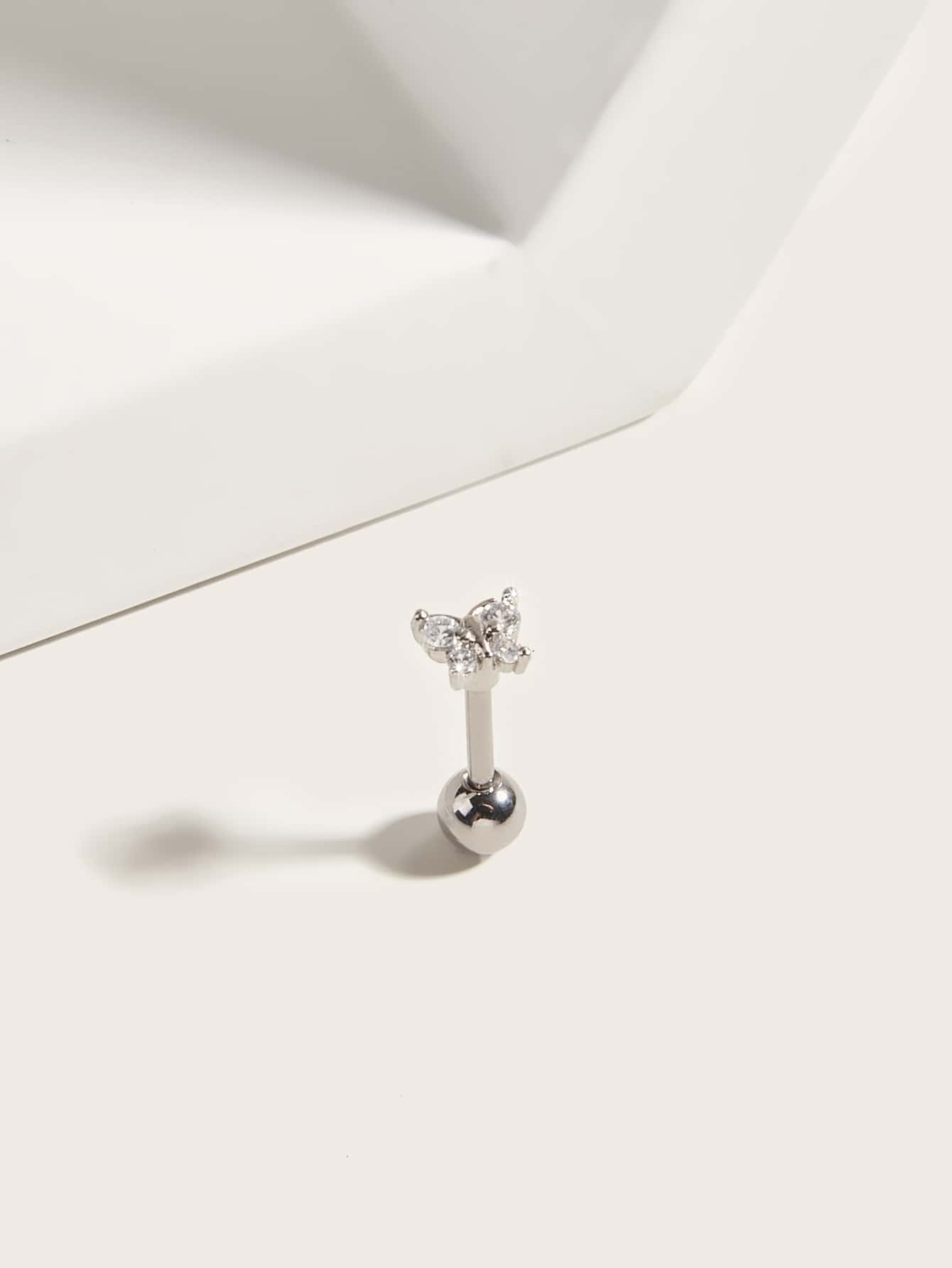 1 pièce Clous d'oreille avec strass - Argent - Voir 1