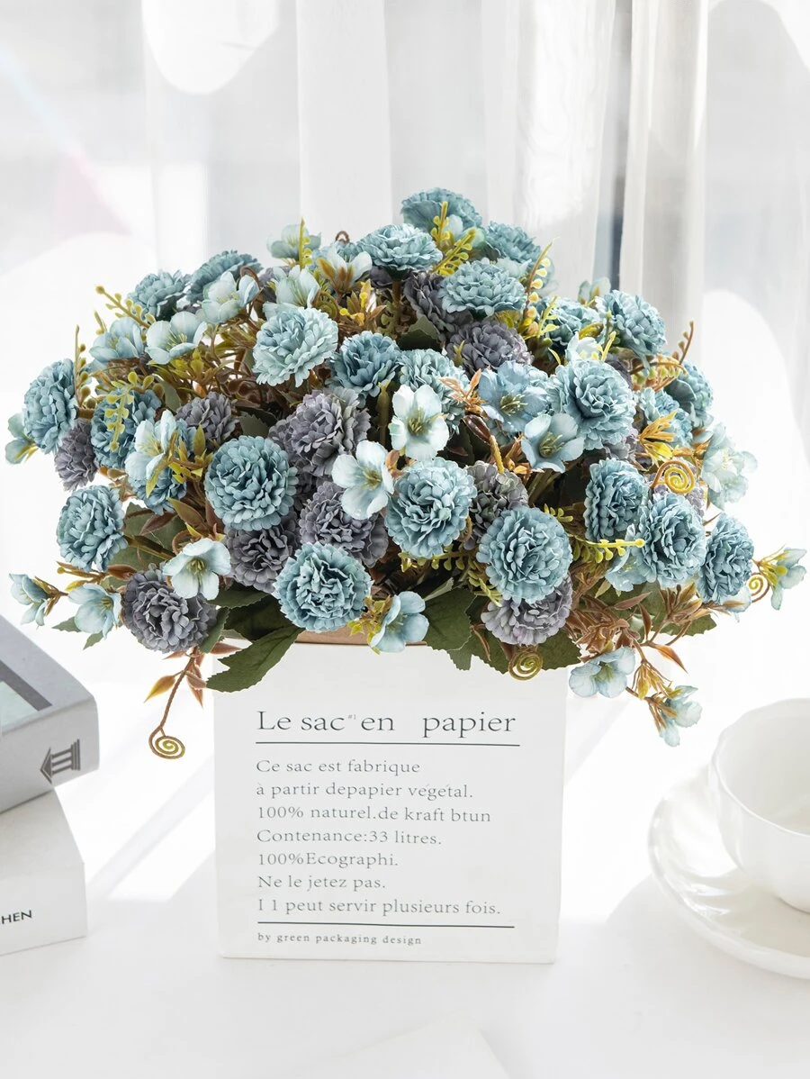 1PC/3PCS Artificial Flowers Silk Carnation Bundle Autumn Decoration Wedding Decoration Bride Handheld Flower Wrist Flower Breast Flower Material Home Dining Room Bedroom Vase Decoration Flower Bundle DIY Birthday Party Cake Material New Year'S Valentine'S Day Decoration Material Shooting Props - Blue - View 1