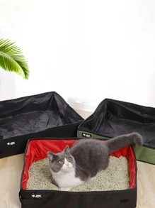 1pc Random Color Foldable Cat Litter Box - Multicolor - View 1