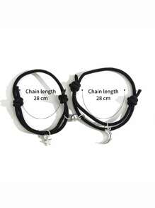 2入組星星月亮吊墜手鐲 - 銀色 - 查看 4