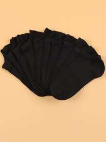 10pairs Solid Ankle Socks - Black - View 2