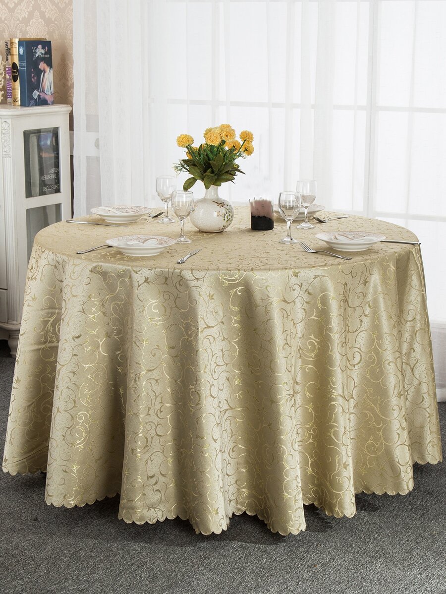 1 Piece Premium Quality Bean Green Jacquard Decorative Tablecloth - Ginger - View 1