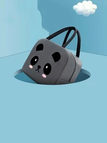 Túi ăn trưa đồ họa hoạt hình - Màu xám đen - Xem 2