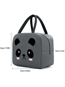Túi ăn trưa đồ họa hoạt hình - Màu xám đen - Xem 3
