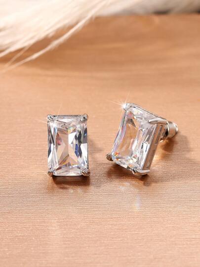 1 Pair Fashionable Cubic Zirconia Stud Earrings, Women's Wedding Engagement Anniversary Party Jewelry Valentine's Day Gift