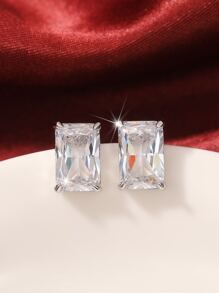 一对时尚立方氧化锆耳钉，女士婚礼订婚周年纪念派对珠宝情人节礼物