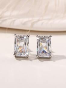 一对时尚立方氧化锆耳钉，女士婚礼订婚周年纪念派对珠宝情人节礼物