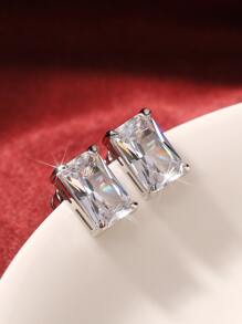 一对时尚立方氧化锆耳钉，女士婚礼订婚周年纪念派对珠宝情人节礼物