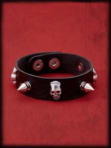 ROMWE Grunge Punk 骷髏裝飾手環 - 黑色 - 查看 2