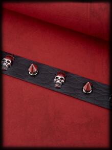 ROMWE Grunge Punk 骷髏裝飾手環 - 黑色 - 查看 6