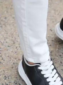 Manfinity Homme Hombres Jeans con bolsillo oblicuo - Blanco - Ver 5