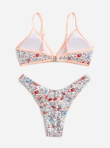 Sweetness X Gabiciamp Floral Print Ringer High Cut Bikini Swimsuit - Multicolor - View 4