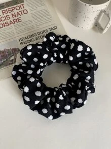 1 dây buộc tóc chấm bi cỡ lớn, vải nhung kẻ dày, phụ kiện tóc đa năng, phù hợp với tóc dày, màu sắc mùa thu/đông: Be, trắng, đen - màu đen - Xem 8