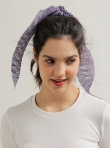 3pcs Daisy & Butterfly Print Scarf Hair Tie - Mauve Purple - View 4