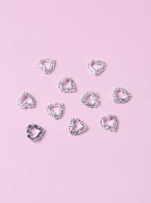 TSZS 10 件装水钻装饰心形美甲装饰 DIY 指甲饰品 指甲宝石 美甲用品 - 銀色 - 查看 4