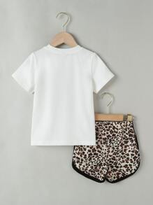 Bộ thời trang bé gái Tương phản ràng buộc Con số Báo Giải trí - Nhiều màu - Xem 2