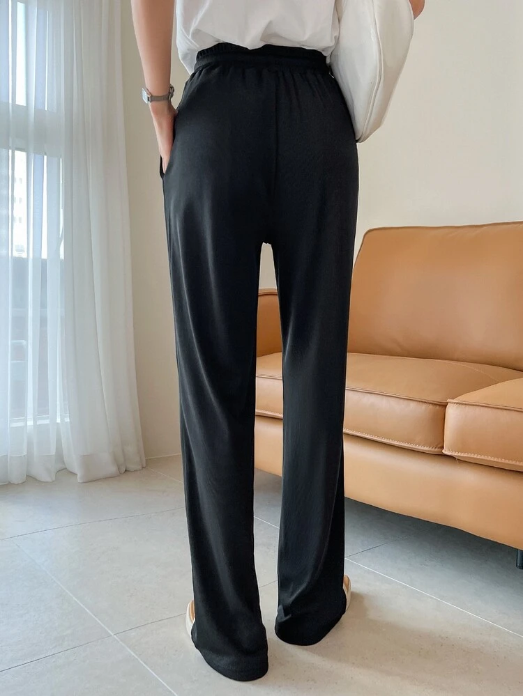 Drawstring Waist Wide Leg Pants