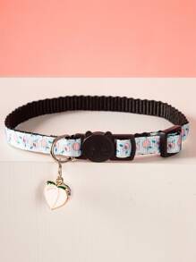 Peach Print Pet Collar - Black - View 1