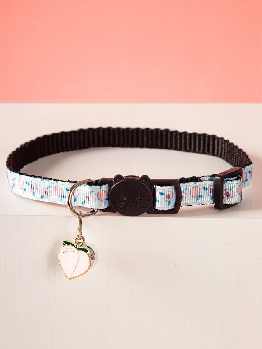Peach Print Pet Collar - Black - View 1