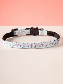 Peach Print Pet Collar - Black - View 2