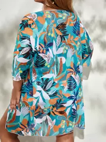 SHEIN Swim Curve Plus Size 3packs Tropical Print Tie Front Bikini Set Summer Beach - Multicolor - View 2