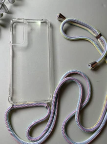 苹果透明斜挎手机壳，配粉色挂绳，防水、防震、防摔、防刮擦 - 無色 - 查看 2