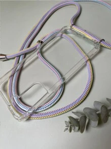 苹果透明斜挎手机壳，配粉色挂绳，防水、防震、防摔、防刮擦 - 無色 - 查看 3