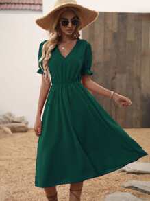 Đầm màu trơn Giải trí - Màu xanh lá cây đậm - Xem 4