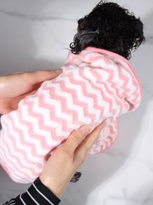 nicovaer 1pc Soft, Absorbent, Pink Wavy Pattern Polyester Fiber Pet Towel & Blanket Suitable For Daily Use, Outdoor Travel For Cats And Dogs - Multicolor - View 2
