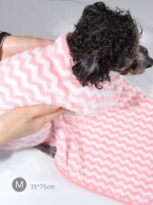 nicovaer 1pc Soft, Absorbent, Pink Wavy Pattern Polyester Fiber Pet Towel & Blanket Suitable For Daily Use, Outdoor Travel For Cats And Dogs - Multicolor - View 5