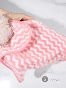 nicovaer 1pc Soft, Absorbent, Pink Wavy Pattern Polyester Fiber Pet Towel & Blanket Suitable For Daily Use, Outdoor Travel For Cats And Dogs - Multicolor - View 6