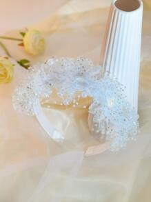 Băng đô trang trí bằng ngọc trai & giả ngọc trai - trắng - Xem 1