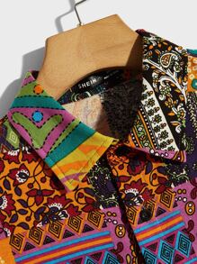 Manfinity VCAY Hombres Camisa con estampado de retazo - Multicolor - Ver 3