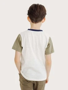 Niños Camiseta con estampado de letra de color combinado - Multicolor - Ver 3