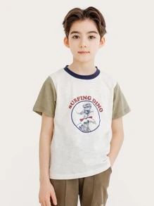 Niños Camiseta con estampado de letra de color combinado - Multicolor - Ver 1