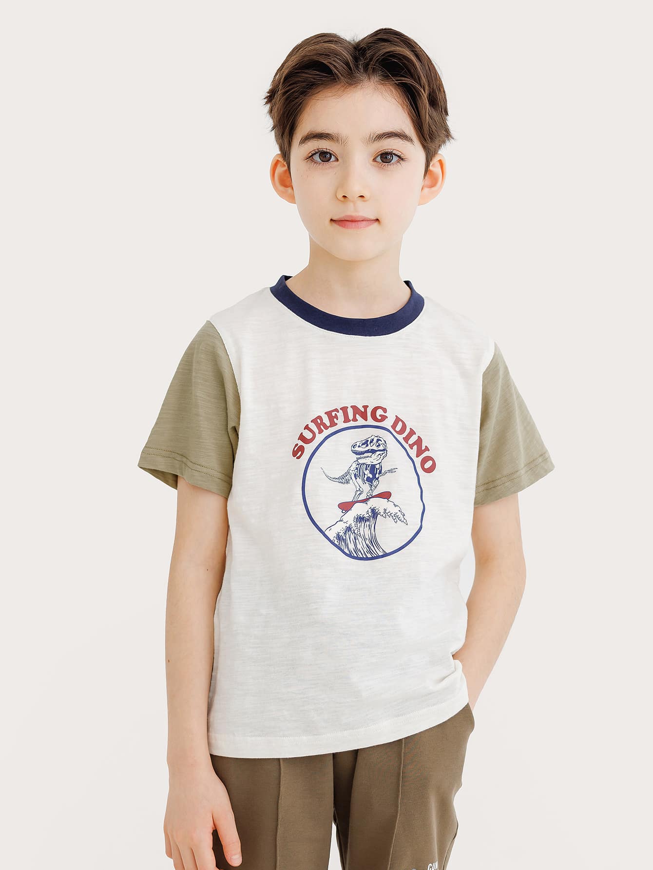 Niños Camiseta con estampado de letra de color combinado - Multicolor - Ver 1