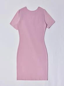 SHEIN Unity Letter Graphic Bodycon Dress - Lilac Purple - View 2