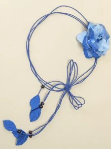1 pieza Cinturón de cintura con patrón floral grande, diseño minimalista de moda adecuado para vestidos, camisas, estilo bohemio de verano - Azul - Ver 2
