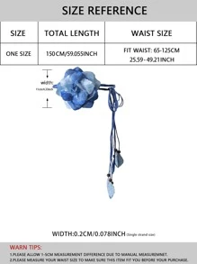 1 pieza Cinturón de cintura con patrón floral grande, diseño minimalista de moda adecuado para vestidos, camisas, estilo bohemio de verano - Azul - Ver 3