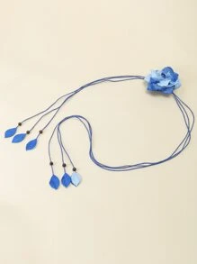 1 pieza Cinturón de cintura con patrón floral grande, diseño minimalista de moda adecuado para vestidos, camisas, estilo bohemio de verano - Azul - Ver 4