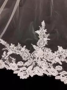 万圣节刺绣新娘加长头纱 - 白色 - 查看 3